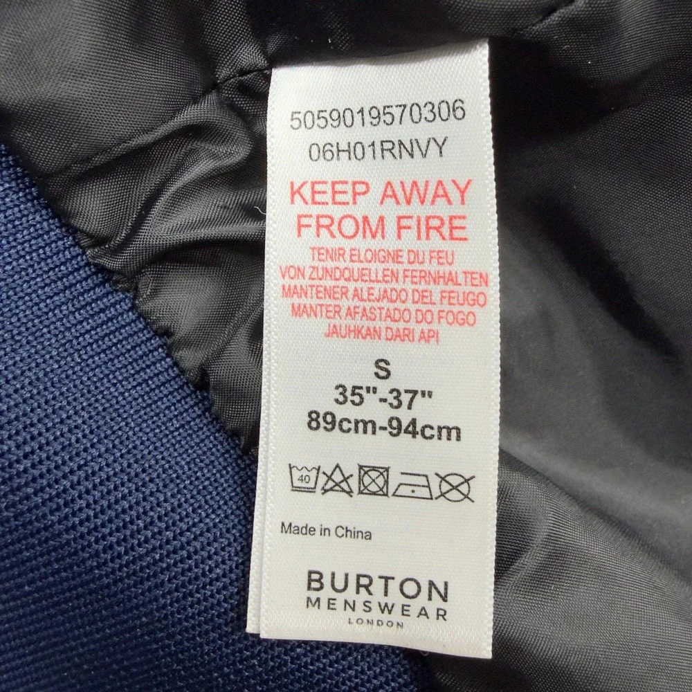 Burton Menswear London Harrington Jacket Navy Blue Bomber Small - Picture 7 of 9